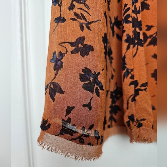 Womens Kimchi Blue Urban Outfitters Frock Orange Terra Cotta Floral Mini XS - Picture 7 of 10